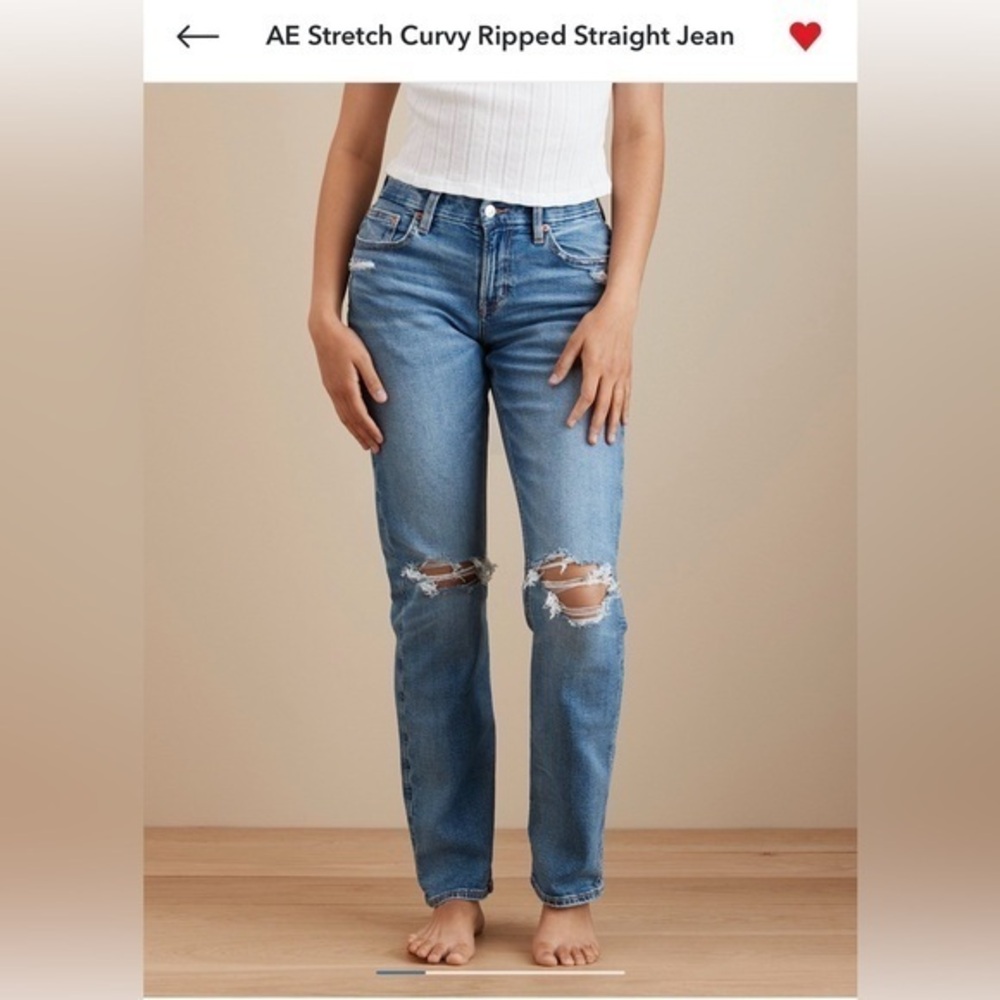 American eagle Stretch Curvy Ripped Straight Jean size 2 short - Picture 1 of 11